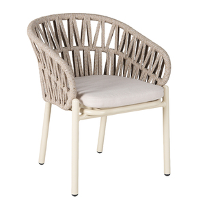Sedia da Patio Moderna in Corda Intrecciata con Telaio in Alluminio, Poltrona da <span class=keywords><strong>Esterno</strong></span> con Cuscino per Uso Ristorazione e Alberghiero - Product Image 4