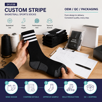 Chaussettes de sport de basketball Team Stripe pour vêtements d'équipe, marque privée avec contrôle qualité et spécifications.