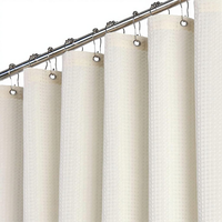 Rideau de douche en tissu polyester lavable en machine, rideau de bain pour salle de bain, 12 crochets métalliques, imperméable, 180x200CM, motif gaufré