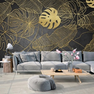 Stile europeo oro bordato foglia di banana sfondo 3d carta da parati - Product Image 2
