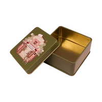 Boîte en métal noir gaufré personnalisée en gros, emballage carré de voyage pour savon, parfum et bonbons, en fer blanc