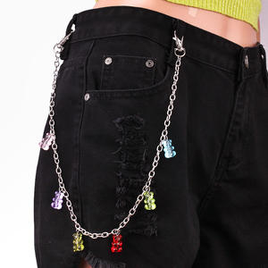 Cadena de cintura de acrílico con diseño de oso gomoso para mujer, cadena de pantalón a la moda, cadena de doble capa de aleación de zinc para uso diario, joyería. - Product Image 2