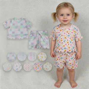 Conjunto de Ropa Casual de Boutique para Niñas con Flores, Trajes de Verano con Volantes, Ropa de Moda Infantil al por Mayor, Precio de Fábrica - Product Image 1