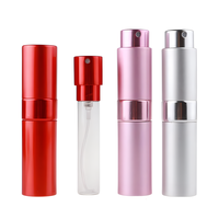 Atomiseur de parfum de voyage 8 ml, flacon en aluminium avec bouchon pulvérisateur rotatif, pompe rechargeable, conteneur cosmétique, impression sérigraphique, flacon en métal