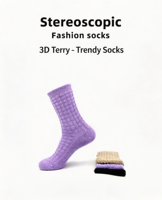 Chaussettes en tissu éponge 3D personnalisées, chaussettes confortables en tricot texturé, certifiées BSCI, personnalisation sur mesure, OEM, ODM, approvisionnement en gros