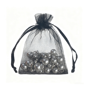 Organzasäckchen mit Individuellem Logo-Druck, Süßigkeiten-Geschenkbeutel mit Kordelzug, Recycelbarer Weißer Rosa Organza-Schmuckbeutel - Product Image 5