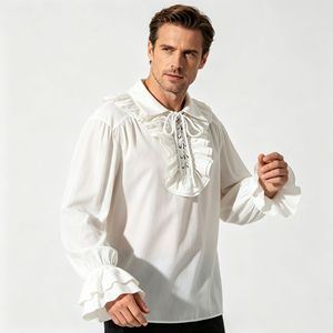 Chemise blanche à volants pour homme, costume médiéval Renaissance, manches longues, tenue de scène - Product Image 2