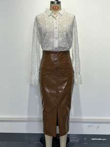 W0917 - Gonna Lunga Marrone Sexy con Spacco Alto e Bottoni, con Tasche, Abbigliamento Donna Moda Primavera Estate 2026 - Product Image 5