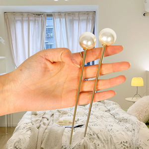 Épingle à cheveux en perles, bâtonnet doré, simple et élégant, coiffe de mariée pour chignons, accessoires pour femmes de style coréen - Product Image 2