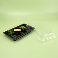 Boîte à sushi jetable en plastique PET rectangulaire pour emporter, conteneur alimentaire pour supermarché, boîte alimentaire japonaise à emporter de 8 mm