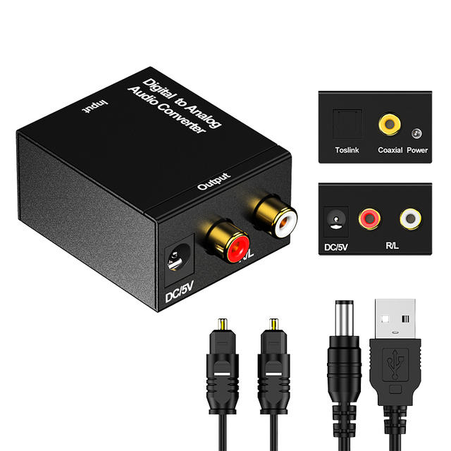 USB Power Cable Optical Fiber Cable Included Digital Analog Audio Coaxial Converter Video Audio Audio Splitter Converters