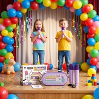 Microphone Karaoké Sans Fil Portable pour Enfants, Vente en Gros Usine, Double Micro Rechargeable pour Chant