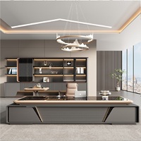 Bureau de direction moderne de luxe en forme de L en bois - Imperméable et résistant aux rayures