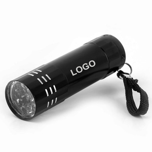 Custom Gift Aluminum 9-LED Tactical Flashlight with UV Light Brightness Lanyard Included for Kids