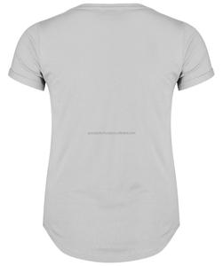 Camiseta con dobladillo curvado para mujer, camiseta informal de alta calidad, precio al por mayor con servicio de impresión personalizado, diseño OEM - Product Image 2