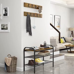 Yuka <b>Shoe</b> Bench With Shelves Retro Color Freestanding Entryway <b>Storage</b> Seatable <b>Shoe</b> Rack For Home Entrance Nordic Style - Product Image 3