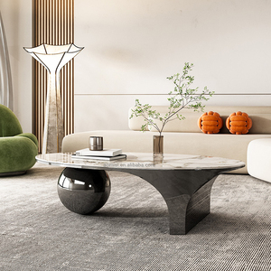 Ánh Sáng Hiện Đại Sang Trọng Bàn Cà Phê Hình Bầu Dục Sáng Tạo Vàng Bàn Trà Phòng Khách Slate Ý Đơn Giản 1 Mảnh Bàn Ăn Bộ - Product Image 2