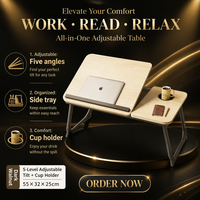 Table portable pliable en bois pour ordinateur portable, réglable en hauteur, pour le travail à domicile, le bureau, la chambre, l'étude, le dortoir