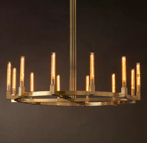 Lustre moderne de luxe en laiton pour salle à manger, lampe en verre Cannele, lustre rond pour salon - Product Image 5
