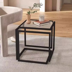 Tavolino da Caffè Moderno e Lussuoso in Ferro <span class=keywords><strong>Quadrato</strong></span> con Piano in Vetro Sospeso, Set Artistico Creativo per Divano e Comodino - Product Image 4