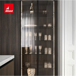 Muebles <span class=keywords><strong>de</strong></span> Lujo Personalizados <span class=keywords><strong>de</strong></span> MDF y Melamina, Gabinetes <span class=keywords><strong>de</strong></span> Cocina <span class=keywords><strong>de</strong></span> Roble Ahumado Sólido con Puertas <span class=keywords><strong>de</strong></span> Vidrio, Encimera <span class=keywords><strong>de</strong></span> Mármol y Fregadero - Product Image 2