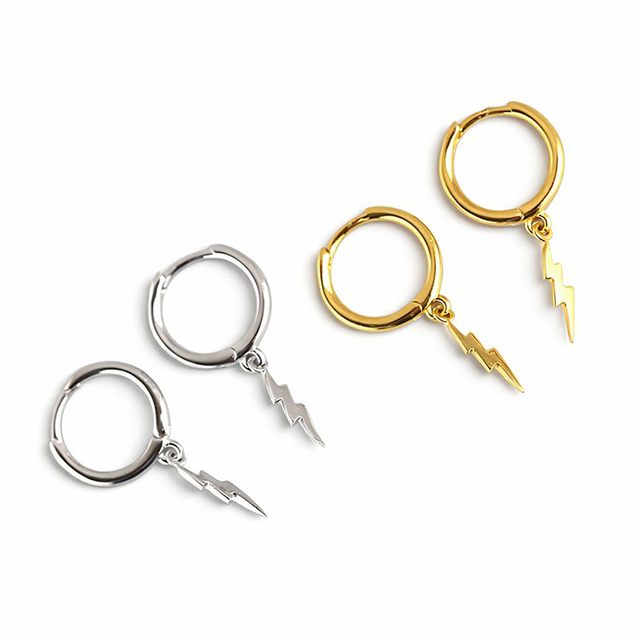 LYBURCHI 925 Sterling Silver 18K Gold Plated Lightning Bolt Minimalist Hoop Fashion Jewelry Earrings 2026 Trend
