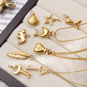 Abalorios de iconos de doble cara con elementos dorados eternos para niños, para fabricación de joyas DIY, de acero inoxidable chapado en oro PVD de 18K, temática marítima - Product Image 3