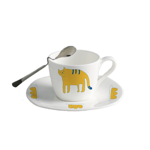 Benbenck toptan saf beyaz basit Cappuccino Latte kupası renkli porselen çay kupa ve tabaklar Espresso kahve fincanı setleri - Product Image 5