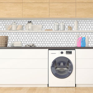 12 pulgadas blanco hexagonal Peel Stick Backsplash impermeable a prueba <span class=keywords><strong>de</strong></span> aceite 3D pegatina <span class=keywords><strong>de</strong></span> pared papel tapiz <span class=keywords><strong>para</strong></span> cocina <span class=keywords><strong>baño</strong></span> <span class=keywords><strong>vinilo</strong></span> 3D hexágono - Product Image 5
