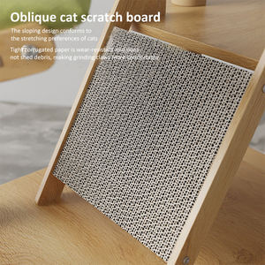 Moderner, umweltfreundlicher, grüner Kratzbaum für Katzen: Großes Holzgestell, Katzenhaus, Katzenbaum mit Blumenmotiv und Kratzpfosten für drinnen - Product Image 3