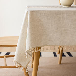 Mantel de Estilo Nórdico Rectangular con Bordado de Hojas y Borlas, Impermeable, Decoración para el Hogar, Estampado de Plantas y Flores, Material Toma - Product Image 2