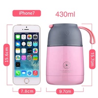 Récipients alimentaires thermos sous vide isolés étanches de 430ml 630ml, flacon alimentaire avec cuillère pliante