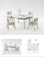 Ensemble de table à manger extensible et pliable en marbre contemporain, écologique, avec 4 chaises pour usage hôtelier