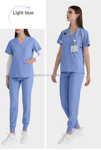 Elegante Logo personalizzato medico elasticizzato infermiere chirurgico uniforme maniche corte pantaloni da Jogger salone scrub tute per le donne - Product Image 2