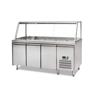 Réfrigérateur de présentation de qualité supérieure pour bar à salades, en acier inoxydable 304, avec refroidissement par ventilateur, 2 à 3 portes, grande capacité