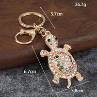 Promotion : Accessoires de décoration tortue en strass, porte-clés en alliage incrusté de diamants, pendentif pour sac de fille et voiture