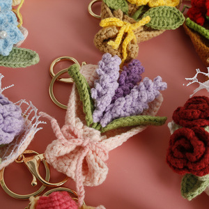 Handmade Mini Crochet bó hoa <span class=keywords><strong>Keychain</strong></span> dệt kim tăng hướng dương Tulip bó hoa <span class=keywords><strong>Keychain</strong></span> Túi Mặt dây chuyền <span class=keywords><strong>Keyring</strong></span> Crochet hoa <span class=keywords><strong>Keychain</strong></span> - Product Image 3