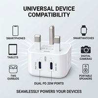 Adaptor Charger 40W PD Fast Charger Tipe C Dual Port Adaptor Daya Dinding Portabel Pengisi Daya Ponsel untuk iPhone Grosir Kustom