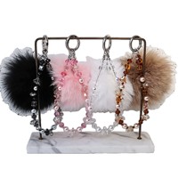 Chaîne de téléphone mini, porte-clés de voiture, breloque de sac en fausse fourrure de renard, fausses perles de cristal et fausses perles, mignonnes pour femmes, vente en gros