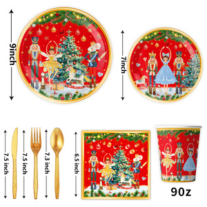 Nouvel Arrivage : Ensemble de Vaisselle Jetable Thème Casse-Noisette Rouge – Fournitures Modernes pour Fêtes de Noël avec Assiettes, Gobelets, Serviettes et Nappe en Papier - Product Image 2