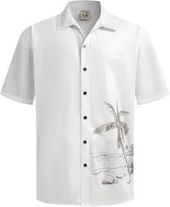 Polo de punto de poliéster blanco con estampado de verano <span class=keywords><strong>para</strong></span> hombre, estilo casual elegante, con botones, cuello redondo, antiarrugas, tallas hasta 5XL - Product Image 1