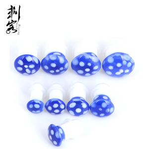 Bijoux de piercing corporel : Plugs d'<span class=keywords><strong>oreille</strong></span> en verre colorés en forme de champignon - Product Image 4