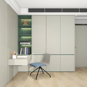 <span class=keywords><strong>Armadio</strong></span> Personalizzato con Mensole Aperte e Scrivania Sospesa |   Mobili <span class=keywords><strong>per</strong></span> la Casa Moderni in Grigio Chiaro e Verde Menta - Product Image 1