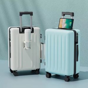 Valise intelligente à roulettes personnalisable unisexe en ABS+PC rigide avec crochet porte-gobelet et interface de chargement USB - Product Image 1