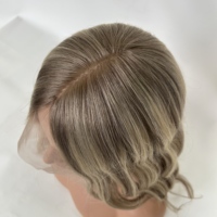 Perruque 100% Cheveux Humains Vierges Remy, Top en Soie Blond Cendré, Cuticules Alignées, Accepte la Personnalisation