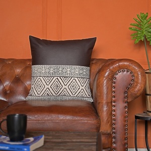 Exclusive Cotton Cushion Cover Beaded Embellished <b>Patchwork</b> Decorative Pillow for Car Home Woven Technique for Living Room Sofa - Product Image 3