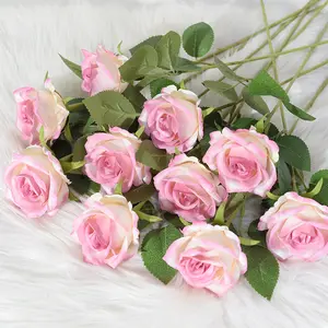 Venta al por mayor flor artificial de imitación-Ramo de flores artificiales para decoración del hogar, tela de seda de imitación de rosa, para boda, auditorio, venta al por mayor