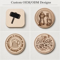 Ensemble de sous-verres en bois découpés au laser avec support - Sous-verres en bois ronds et carrés gravés sur mesure pour table basse et tasses