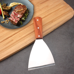 Espátula de Acero Inoxidable para Pizza y Panqueques y Espátula de Madera para Bistec, para Plancha, Parrilla y Superficie Plana, con Mango de Madera - Product Image 4