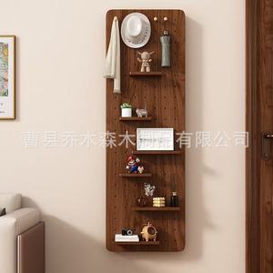 Espejo de cuerpo entero de madera para montar en la pared con estantes de almacenamiento para la entrada del hogar o el vestidor. - Product Image 2